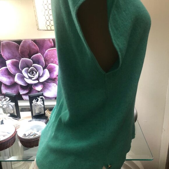 POLES MAISON MONTAGUT blouse aqua green sz Small S Viscose Linen Stretch - Picture 3 of 10